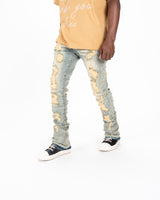 "SEIZE THE DAY" FLARE STACK DENIM