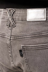 "RISING ABOVE" RHINESTONE FLARE STACK DENIM (CHARCOAL GREY)