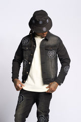 SEWN TOGETHER DENIM JACKET (BLACK WASH)
