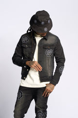 SEWN TOGETHER DENIM JACKET (BLACK WASH)
