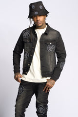 SEWN TOGETHER DENIM JACKET (BLACK WASH)