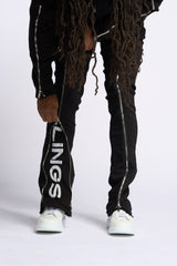 "WITHDRAWN" STACK DENIM (BLACK)