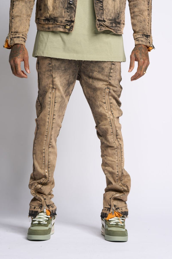 "WITHDRAWN" STACK DENIM (BROWN)