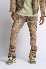 "WITHDRAWN" STACK DENIM (BROWN)