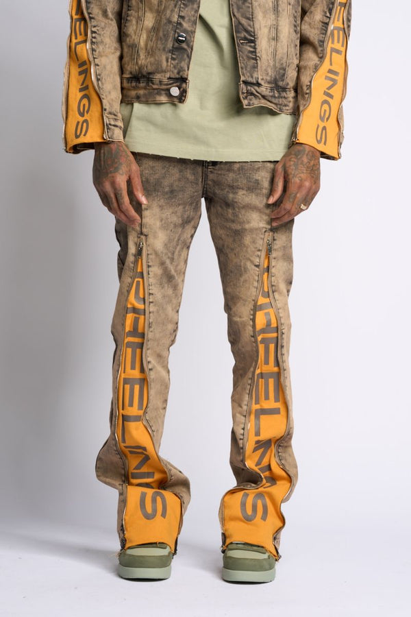 "WITHDRAWN" STACK DENIM (BROWN)