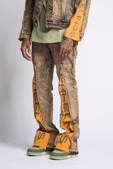 "WITHDRAWN" STACK DENIM (BROWN)