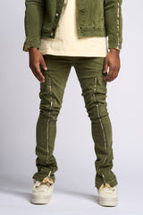 "WITHDRAWN" STACK DENIM (OLIVE)