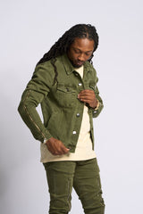 "METAMORPHOSIS" DENIM JACKET (OLIVE)