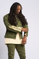 "METAMORPHOSIS" DENIM JACKET (OLIVE)