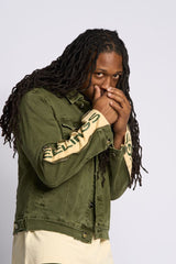 "METAMORPHOSIS" DENIM JACKET (OLIVE)