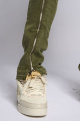 "WITHDRAWN" STACK DENIM (OLIVE)