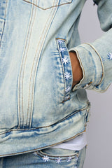"BE THE LIGHT" DENIM JACKET (LIGHT BLUE)