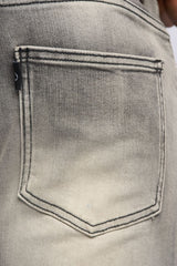"LOVE IS PAIN" EMBOSSED SKINNY DENIM (CHARCOAL GREY/SAND)