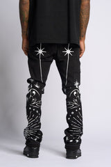 "SACRED" STACK JEANS (Black)