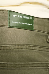 "12 AM MOMENTS" STACKED JEANS (OLIVE)