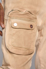 "JOURNEY TO GREATNESS" STACKED CARGO DENIM (CREAM)