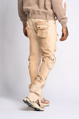 "JOURNEY TO GREATNESS" STACKED CARGO DENIM (CREAM)
