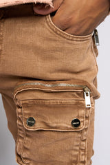 "JOURNEY TO GREATNESS" STACKED CARGO DENIM (BROWN)