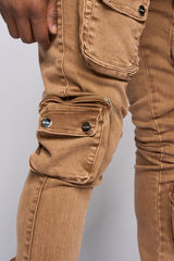 "JOURNEY TO GREATNESS" STACKED CARGO DENIM (BROWN)