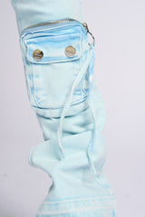PHEELING ALONE STACK CARGO DENIM (POWDER BLUE)