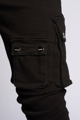 PHEELING ALONE STACK CARGO DENIM (JET BLACK)