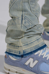 "SHOOT FOR THE STARS" STACK CARGO DENIM (LIGHT BLUE)
