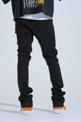 "BLACK LABEL DISTRESSED STACK" STACKED DENIM (JET BLACK)