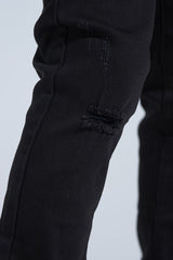 "BLACK LABEL DISTRESSED STACK" STACKED DENIM (JET BLACK)