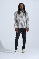 "BLACK LABEL DISTRESSED SKINNY" SKINNY DENIM (JET BLACK)