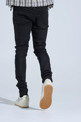 "BLACK LABEL DISTRESSED SKINNY" SKINNY DENIM (JET BLACK)