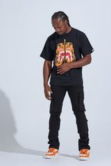 "BLACK LABEL CARGO" STACK DENIM (JET BLACK)