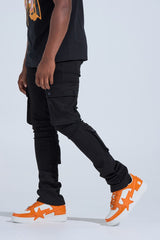 "BLACK LABEL CARGO" STACK DENIM (JET BLACK)