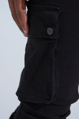 "BLACK LABEL CARGO" STACK DENIM (JET BLACK)