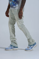 "FIRST MILLION" RHINESTONE STACK DENIM (LIGHT BLUE)