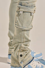 "EMPOWERED ESSENCE" STACK CARGO DENIM (LIGHT BLUE)