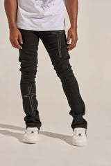 "ARISE" STACK DENIM (JET BLACK)