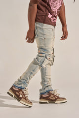 "24/7" STACK CARGO DENIM (BLUE WASH)