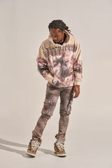 "BUILT TO HEAL" STACK CARGO DENIM (FADED MAROON)